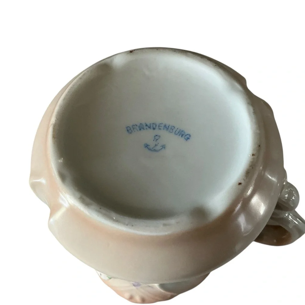 Antique BRADENBURG German porcelain shaving mustache mug floral roses motif